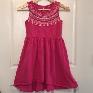 Gymboree pink embroidered sundress hi-low hem sz 8